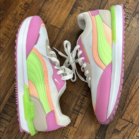 Puma The City Rider Sneakers Multicolor Women's pink green orange white size 8 - Picture 10 of 13
